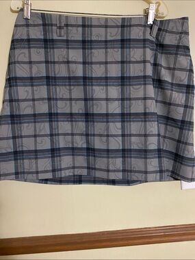 Nike Golf Dri-Fit Gray Plaid Skort with Blue Stripe Accents